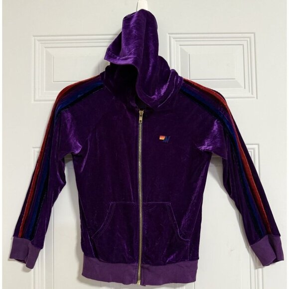 Aviator Nation Purple Velvet Zip Up Jacket Iconic Chic Glam Girlie SZ 10 - Picture 1 of 8